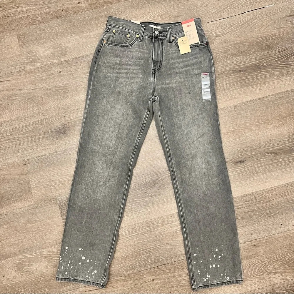 Womens Levis Lo Pro Straight Leg Acid Wash Gray Splatter Jeans size 29